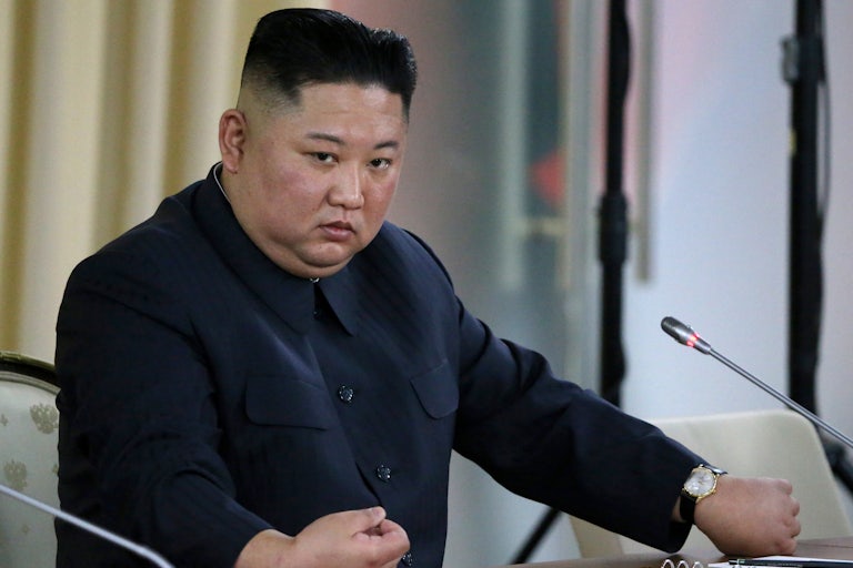North Korean Leader Kim Jong Un at a podium