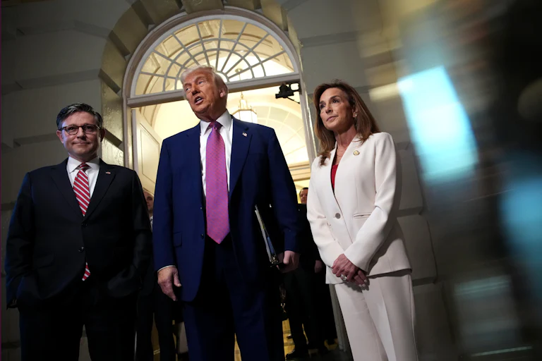 Trump, House Speaker Mike Johnson, and Rep. Lisa McClain