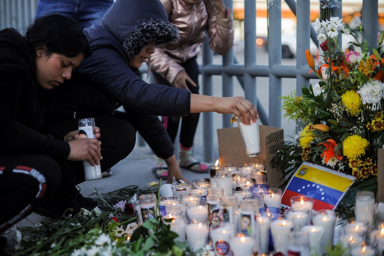 People set candles in memory of the migrants killed in a fire last month at an immigration detention center in Ciudad Juarez, Mexico.