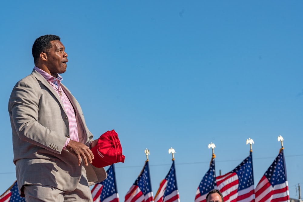 Herschel Walker at a Trump rally in Georgia in March of 2022.