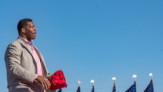 Herschel Walker at a Trump rally in Georgia in March of 2022.