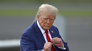 Donald Trump dances at a campaign event