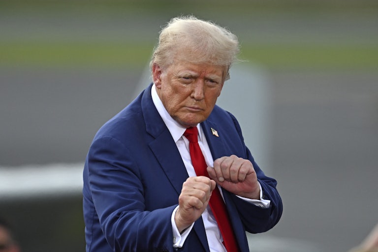 Donald Trump dances at a campaign event