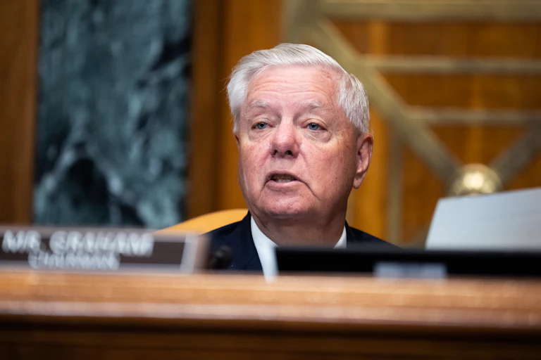 Senator Lindsey Graham speaks during a Senate committee hearing.