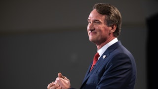 Gov. Glenn Youngkin of Virginia speaks at the Ronald Reagan Presidential Library on May 1, 2023 in Simi Valley, California.