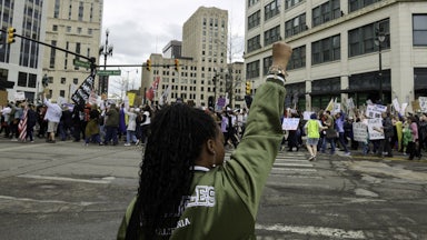 A protest in Detroit earlier this year