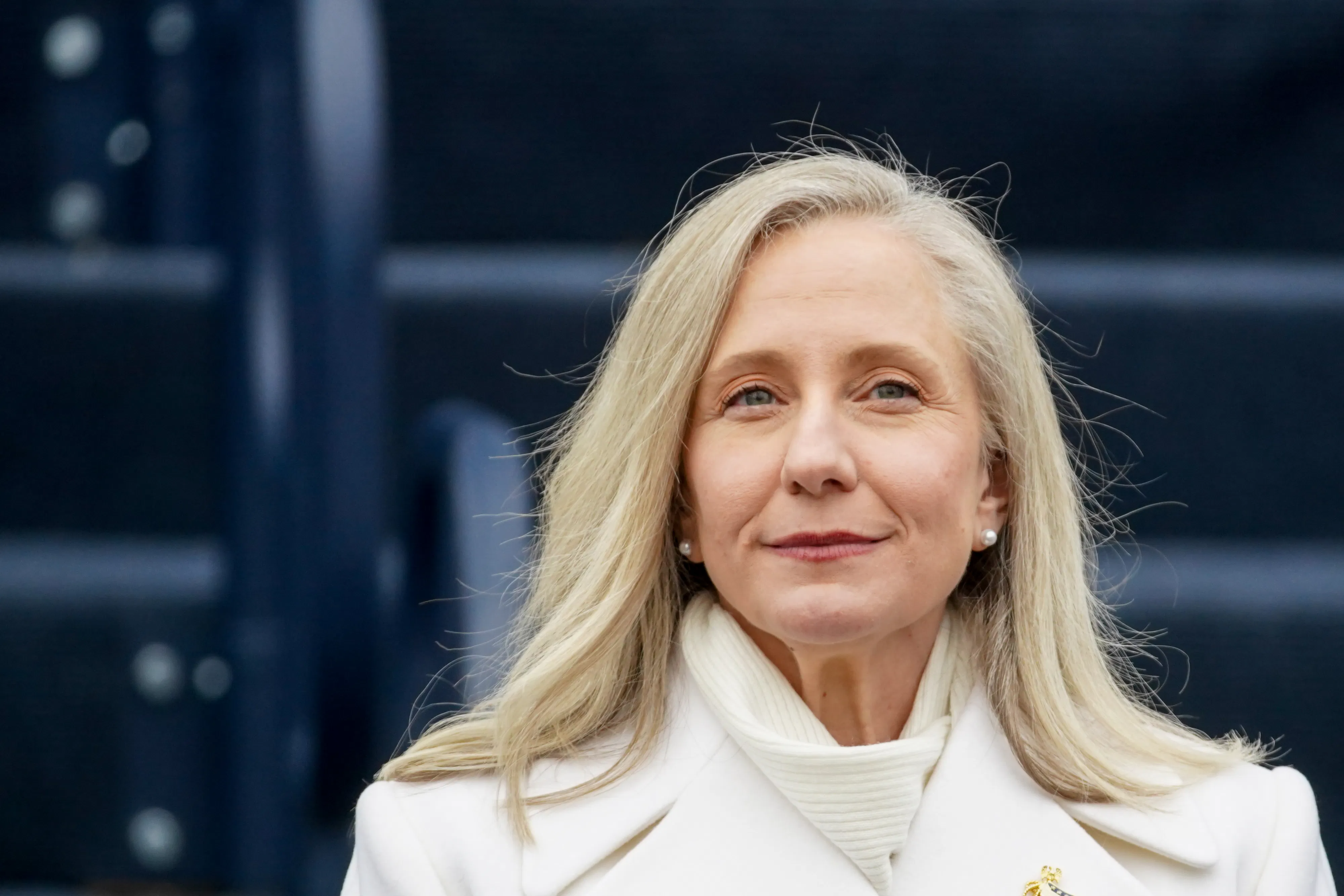 Virginia Governor Abigail Spanberger smiles