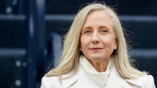 Virginia Governor Abigail Spanberger smiles