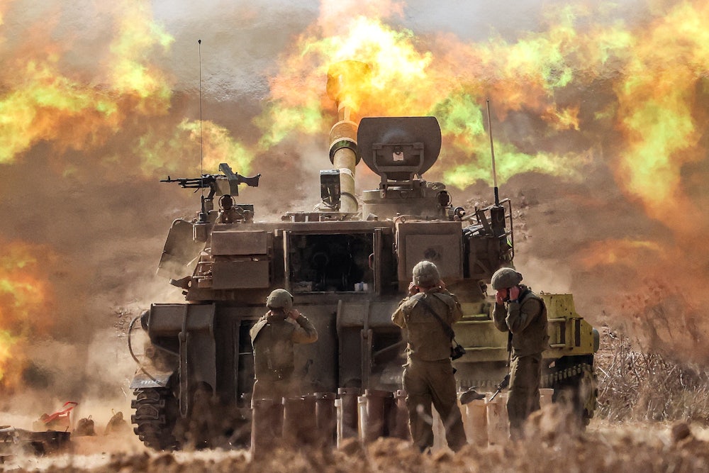 On October 11, 2023, an Israeli tank fired rounds near the border of Gaza.