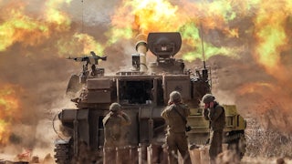 On October 11, 2023, an Israeli tank fired rounds near the border of Gaza.