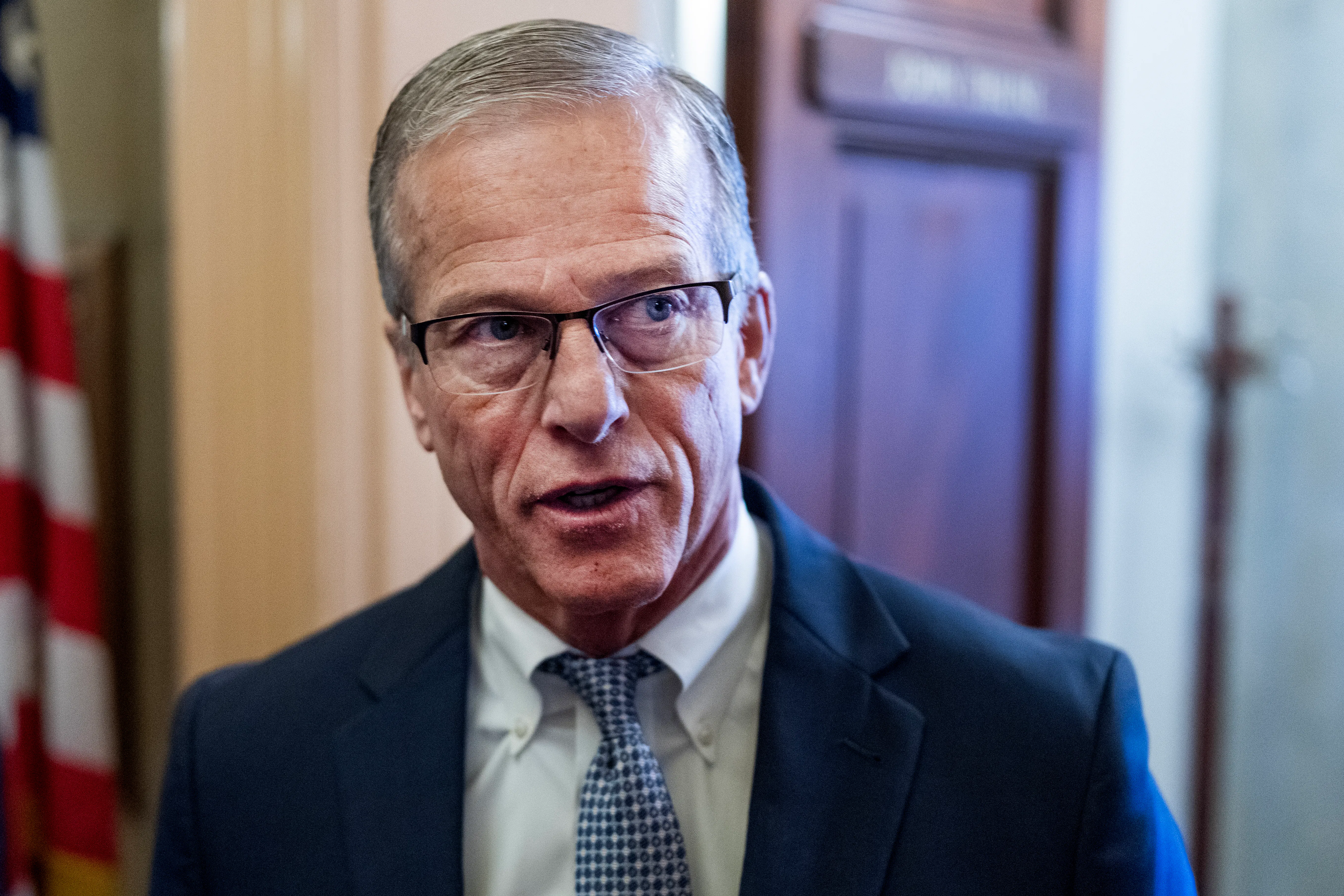 Senate Majority Leader John Thune speaks