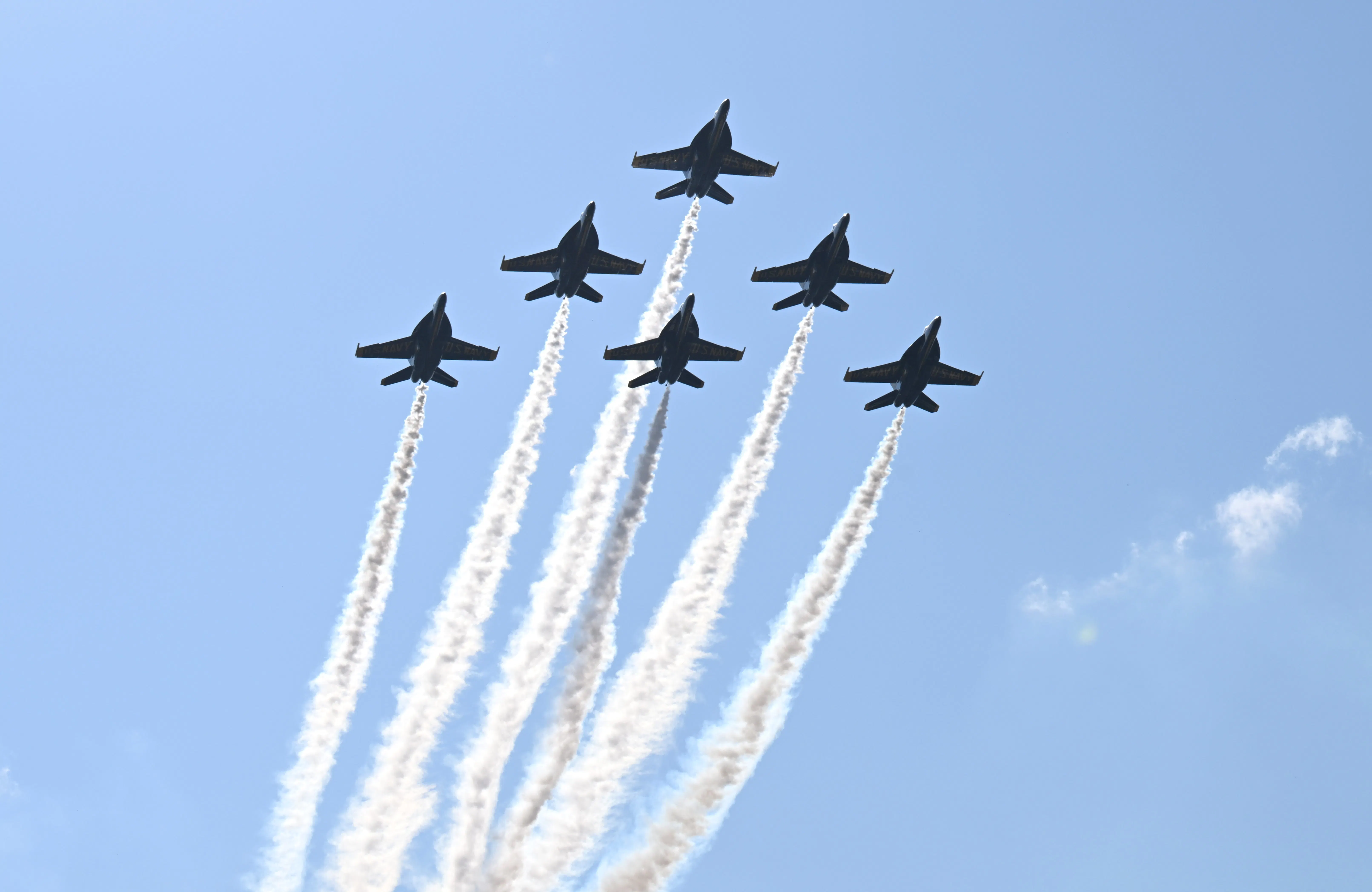 The Navy Blue Angels perform a flyover on July 4