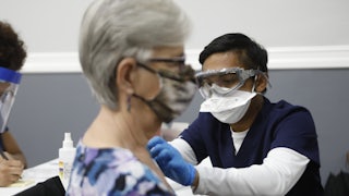 A woman in Florida receives the Covid-19 vaccine.