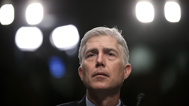 A close-up of Supreme Court Justice Neil Gorsuch.