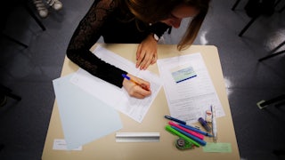 A student prepares to take a test.