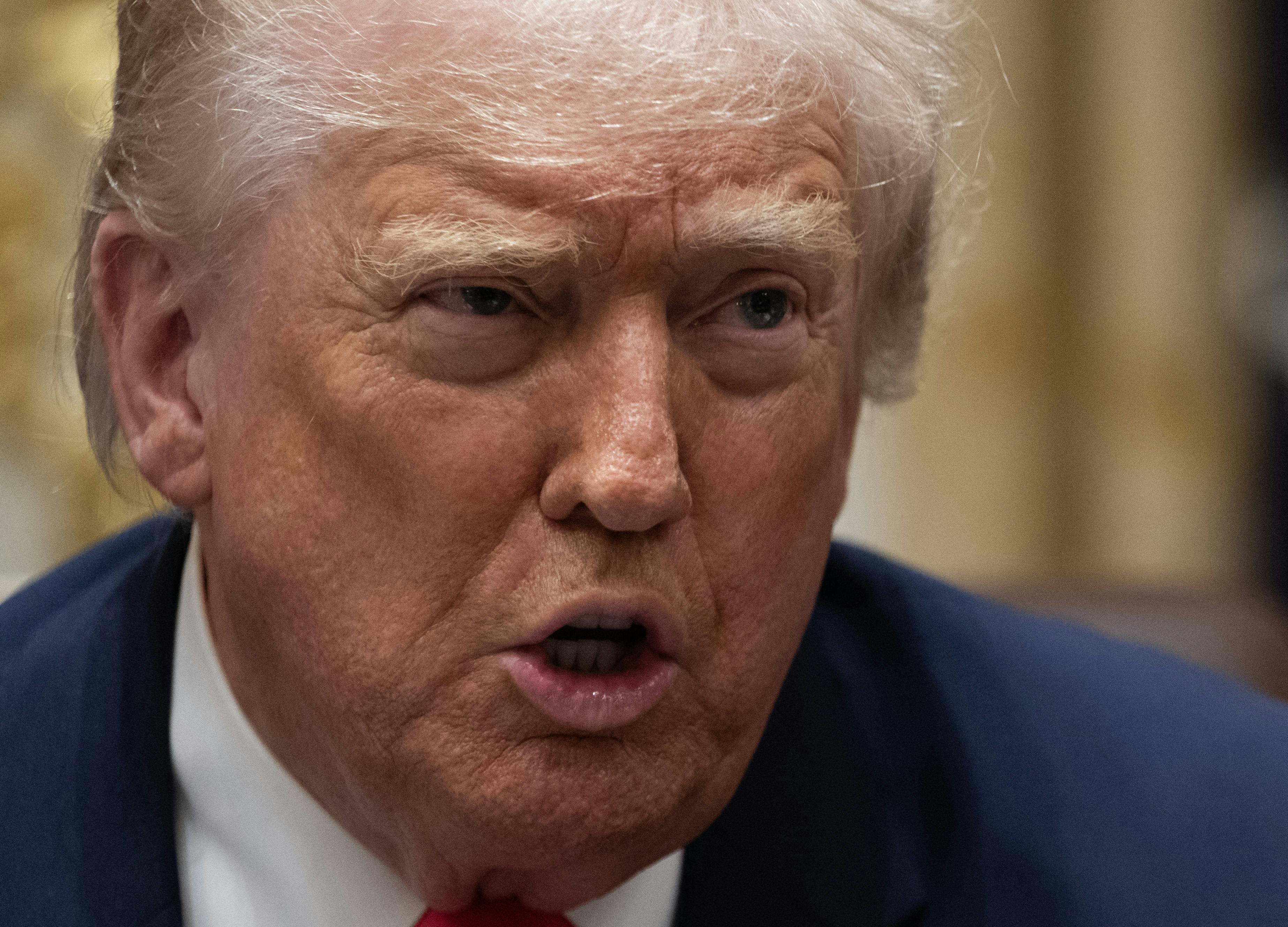 Donald Trump glowers