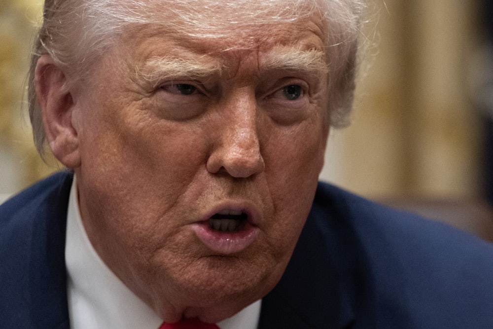 Donald Trump glowers