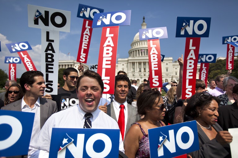 A No Labels demonstration outside the U.S. Capitol in 2011