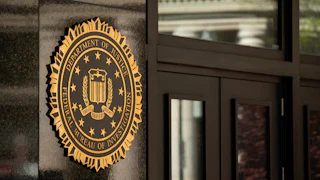 The FBI seal on the outside of the building