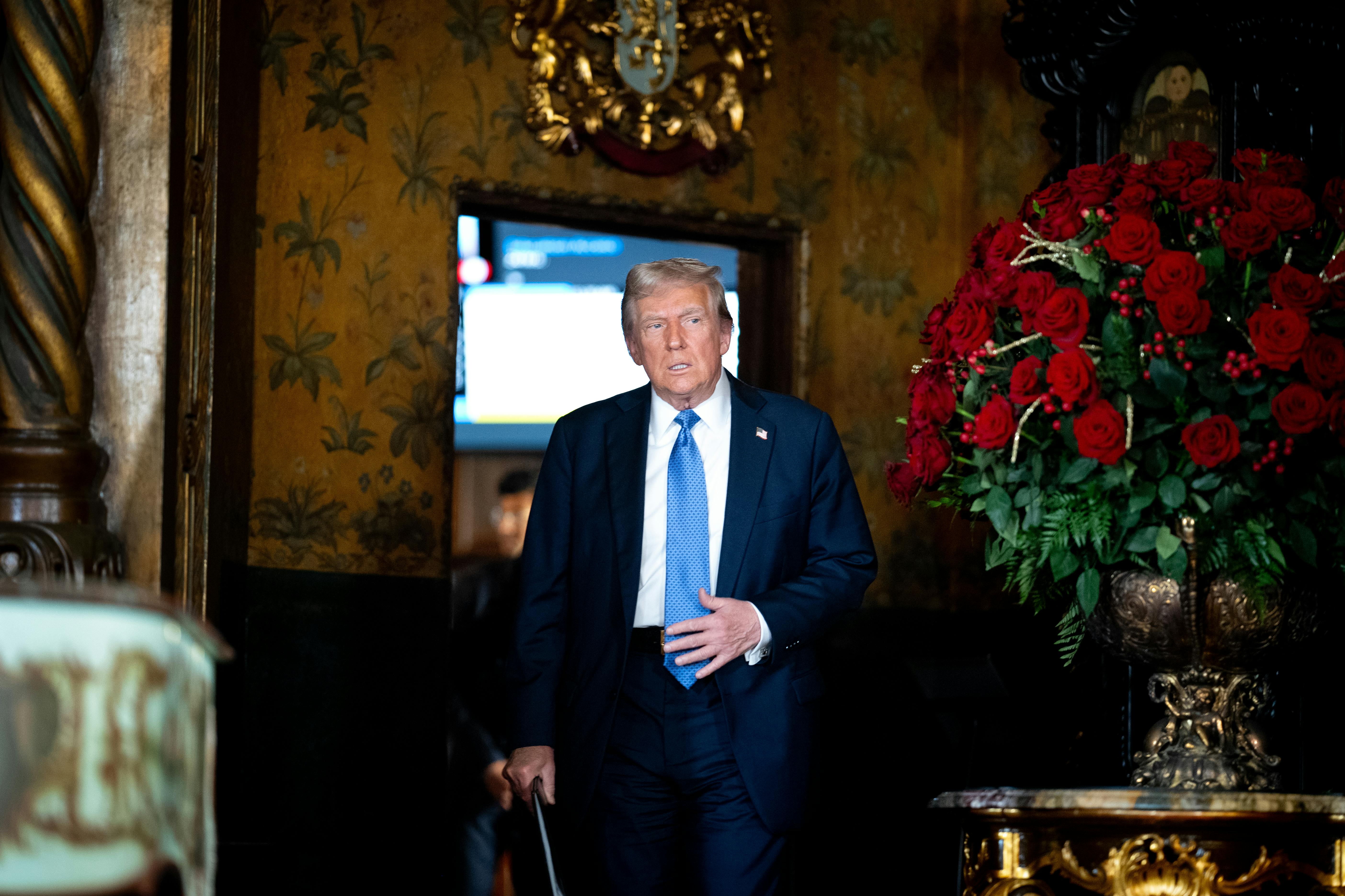Donald Trump arrives at Trump's Mar-a-Lago resort. 