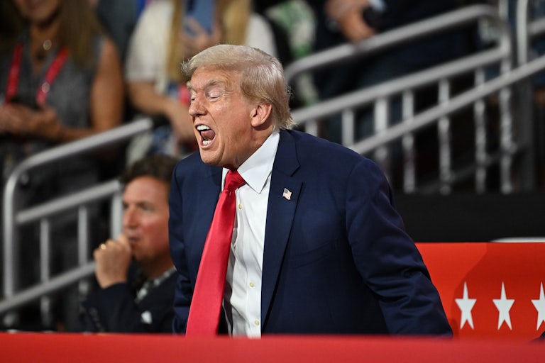 Donald Trump shouts at the Republican National Convention