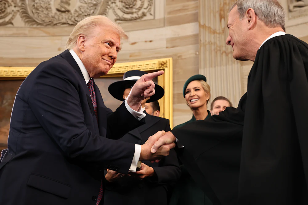 Trump and Chief Justice John Roberts at the 2025 inauguration