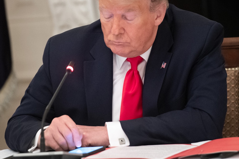 Donald Trump is tweeting, look at him go, tweeting up a storm.