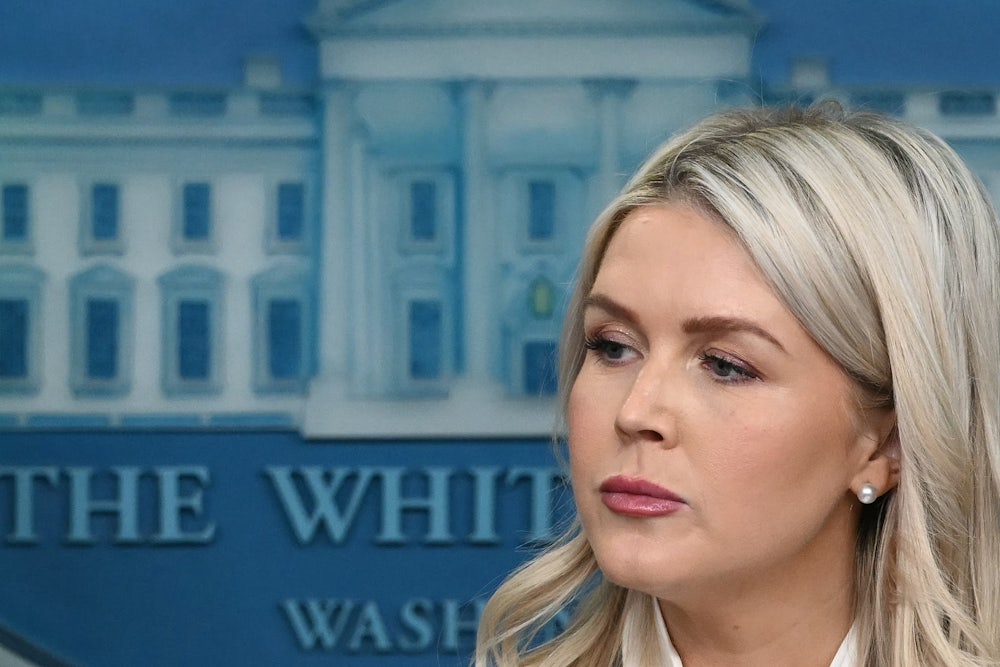 Karoline Leavitt glares to one side