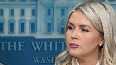 Karoline Leavitt glares to one side