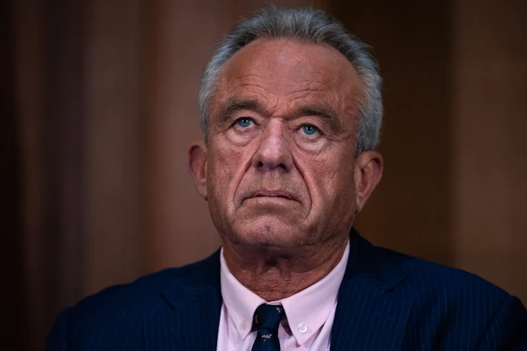 Robert F. Kennedy Jr. looks up slightly