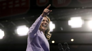 Kamala Harris pointing