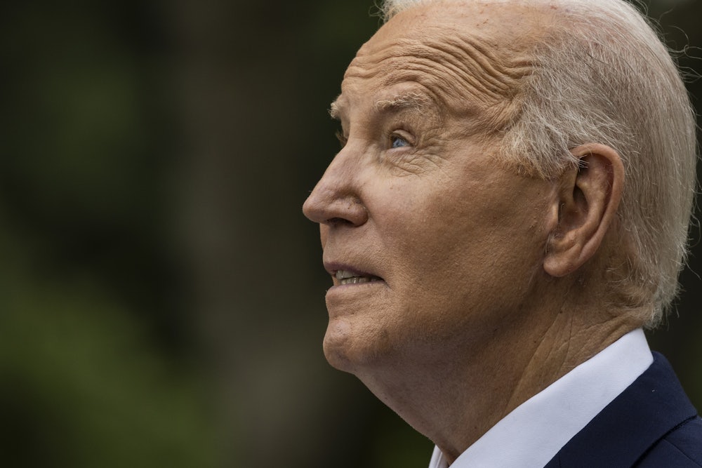 Joe Biden looks up at the sky