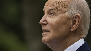 Joe Biden looks up at the sky