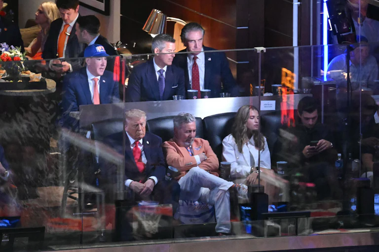 Donald Trump appears to doze in his seat at the Knicks NBA final game