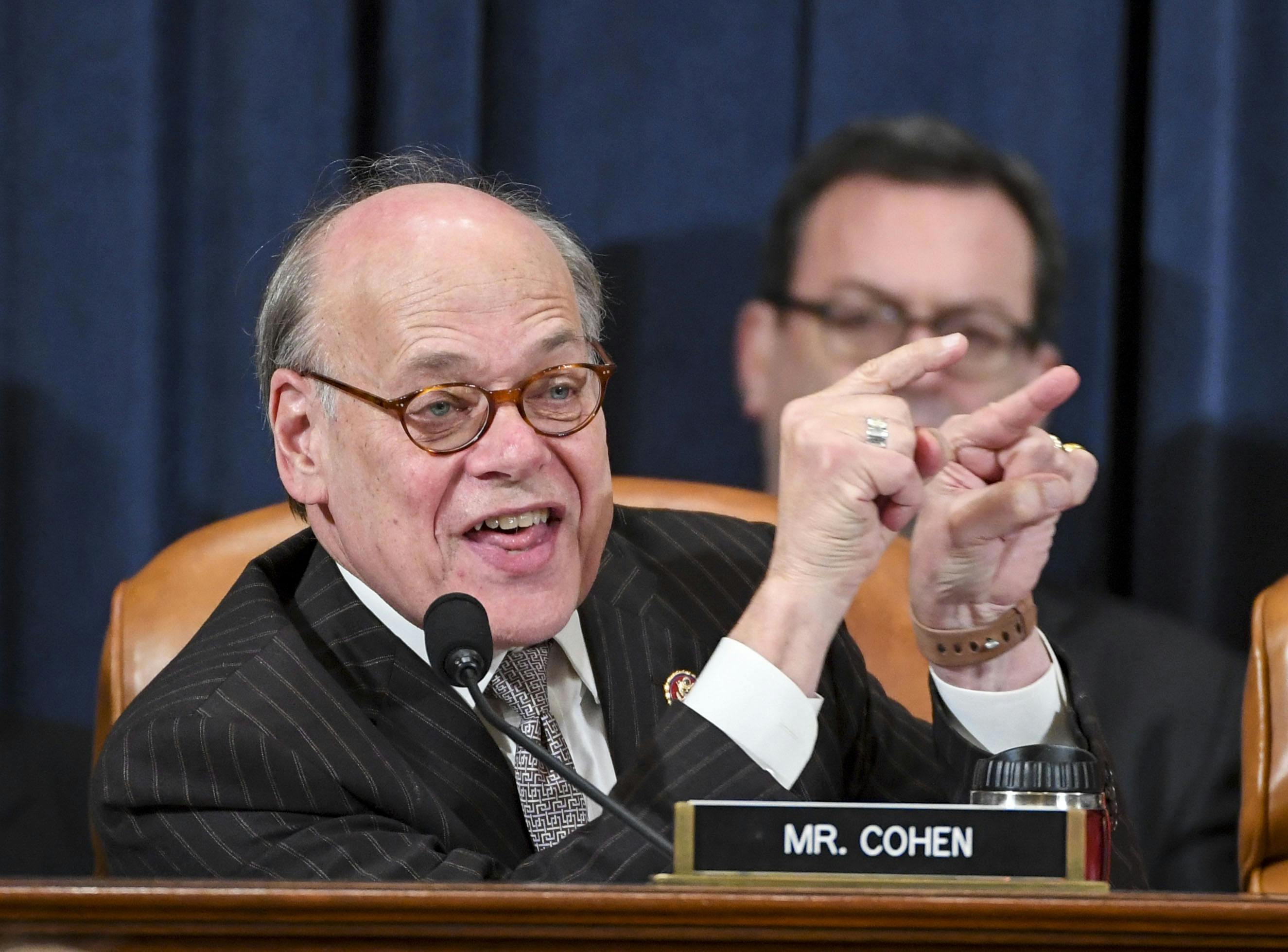 Tennessee Representative Steve Cohen points emphatically during a hearing.