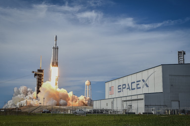 A SpaceX rocket blasts off