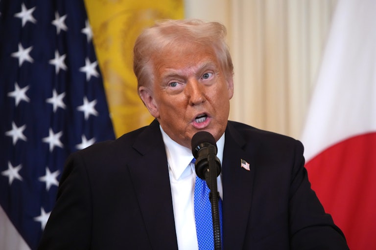 Donald Trump speaks at a press conference