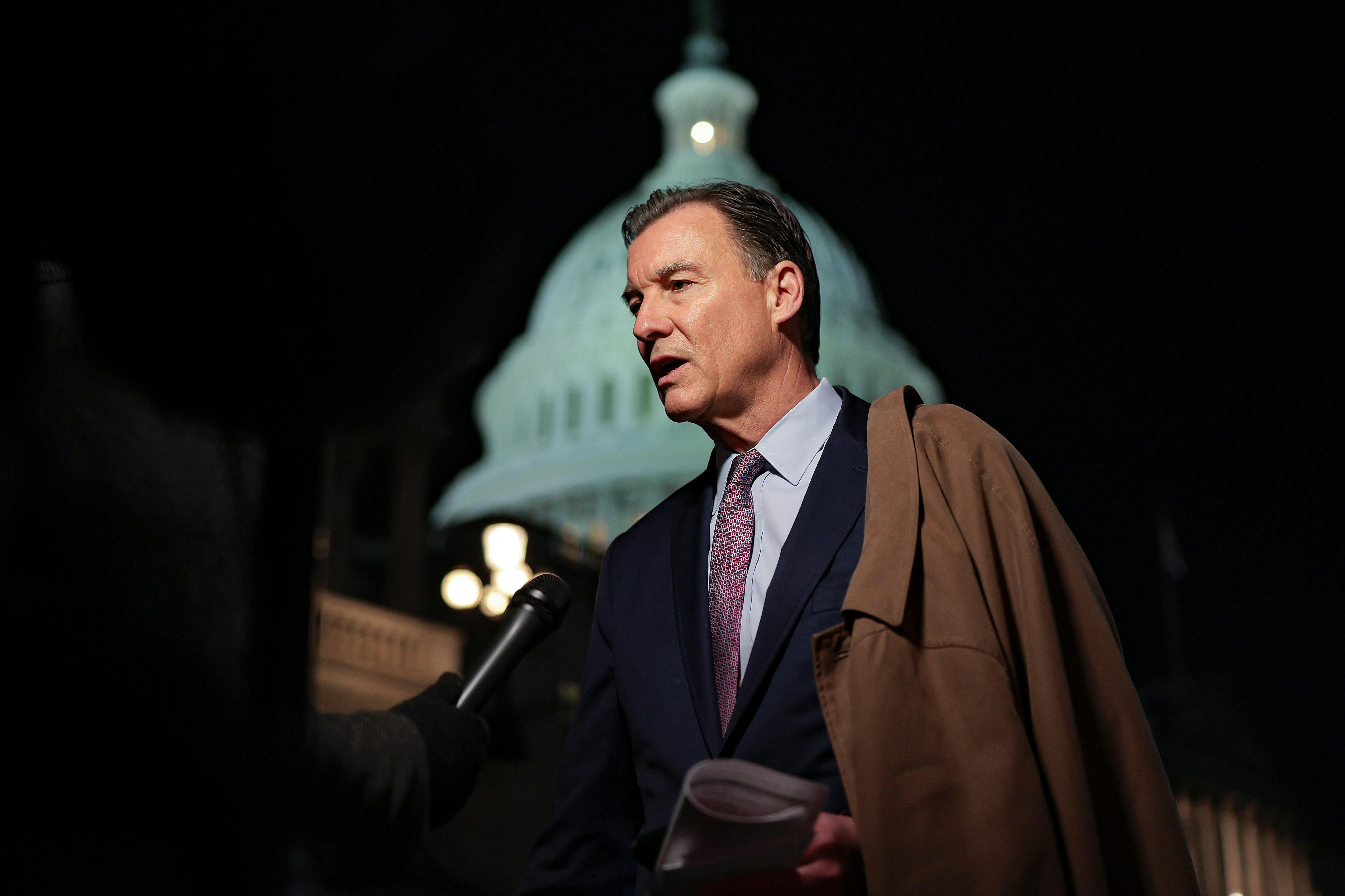 Representative Tom Suozzi speaks to reporters outside the U.S. Capitol