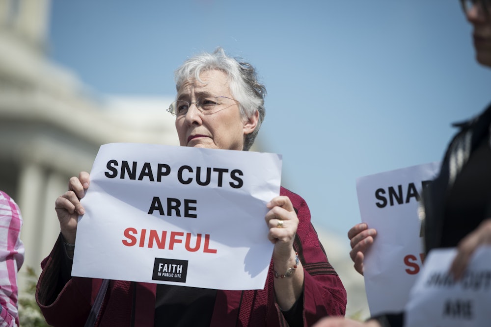 A protester against SNAP cuts