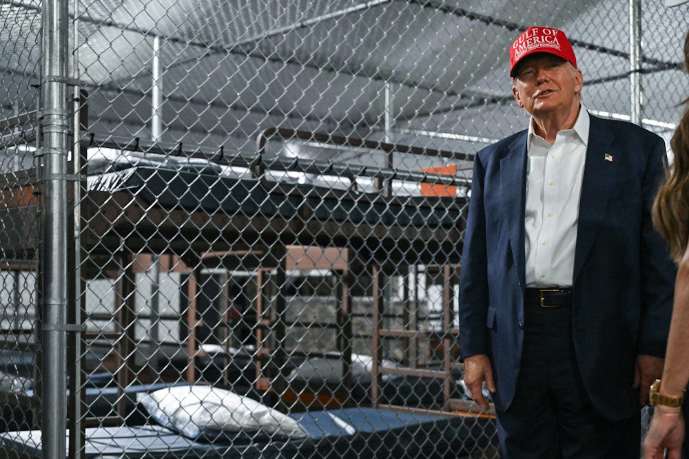 Trump during his tour of the so-called Alligator Alcatraz immigrant detention center in Ochopee, Florida