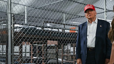 Trump during his tour of the so-called Alligator Alcatraz immigrant detention center in Ochopee, Florida
