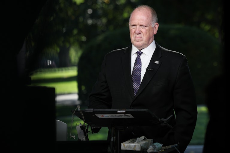 Border czar Tom Homan gives an interview outside the White House
