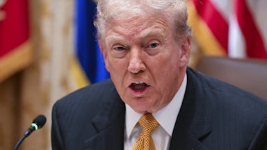 Donald Trump vehemently talks to media