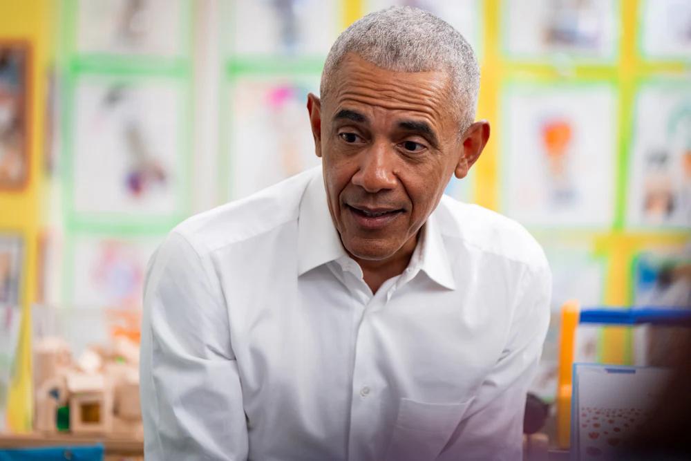 Barack Obama raises his eyebrows