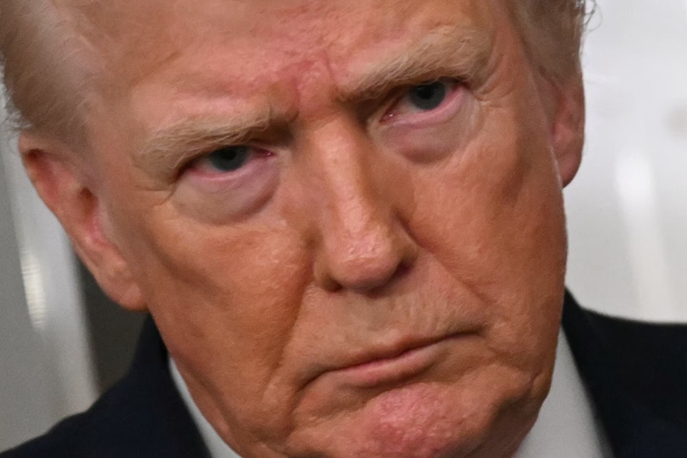 Donald Trump glowers