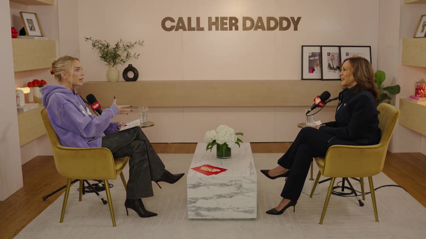 Kamala Harris and Alexandra Perry’s on the Call Her Daddy podcast