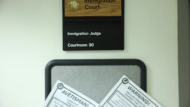 A sign for immigration court