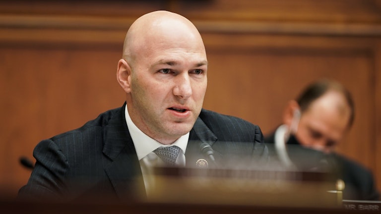 Rep. Anthony Gonzalez speaks at a House Financial Services Committee hearing in Washington, DC. 