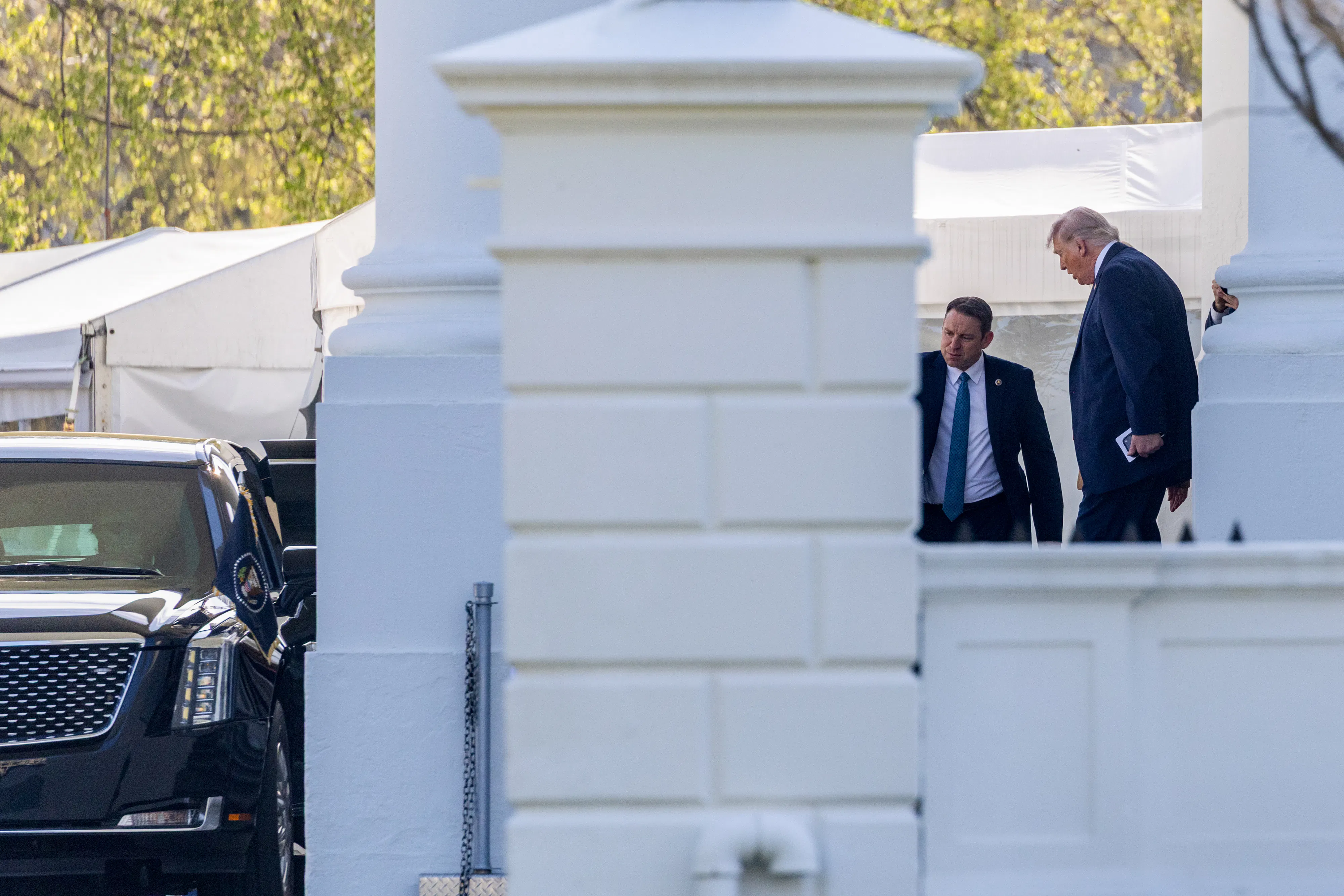 President Donald Trump departs the White House 