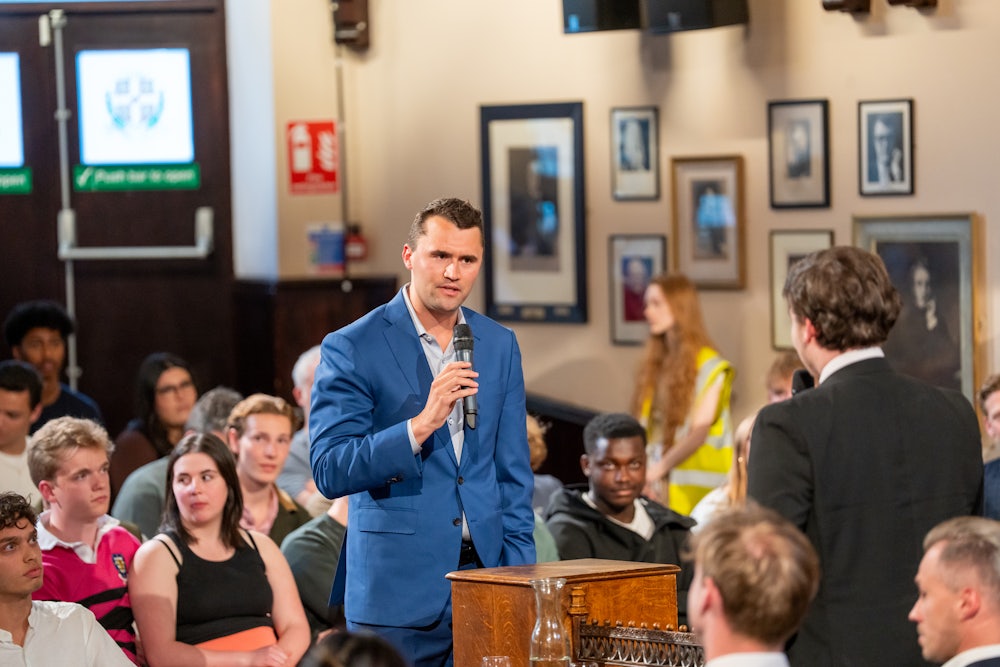 Charlie Kirk debates a student at The Cambridge Union